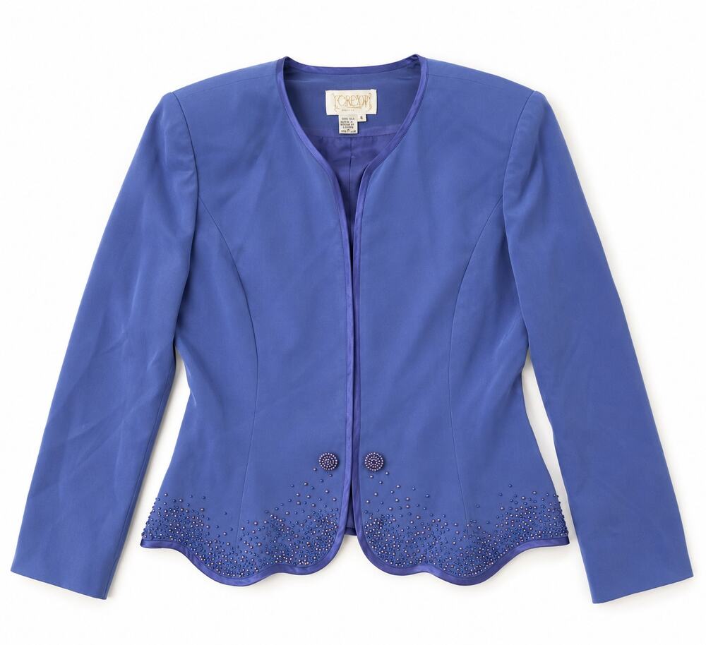 Vintage 80s 100% Silk Sculptural Blazer Purple
